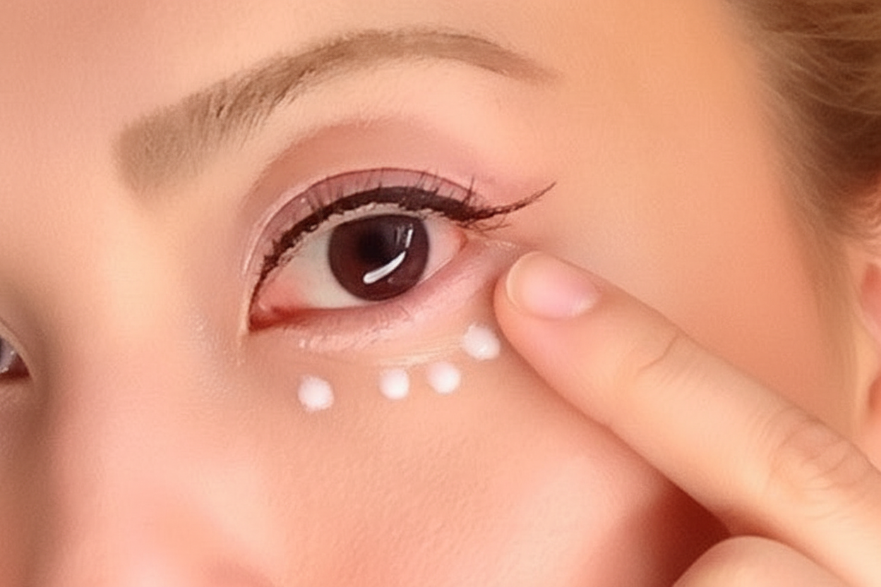 Eye with cream application