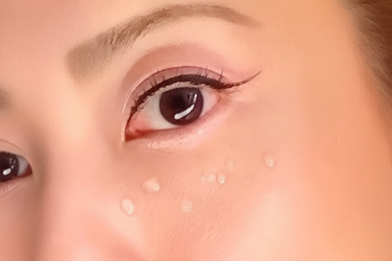 Eye with serum dabs