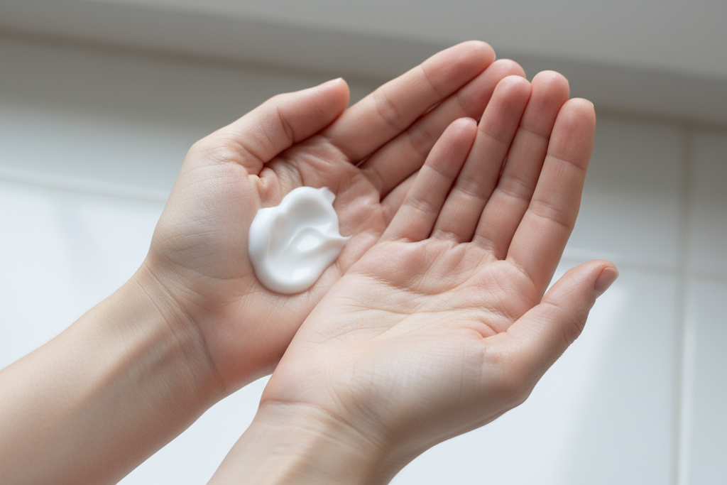 Hands with cream facing up
